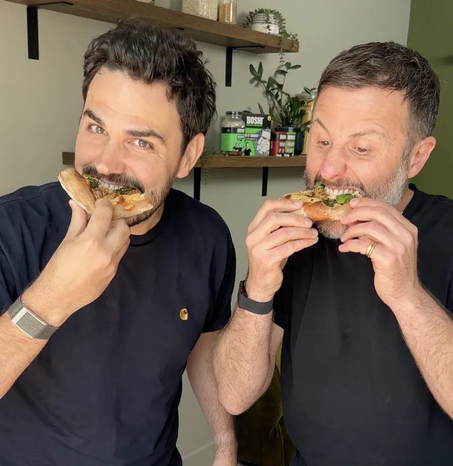 Henry and Ian eating Pizza